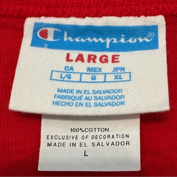 Champion Red Embroidered Logo Tee Men’s L - Picture 4 of 6
